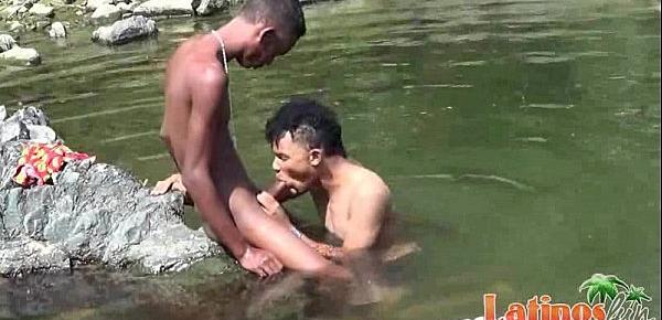  Heated Latinos get wet and go gay under the sun